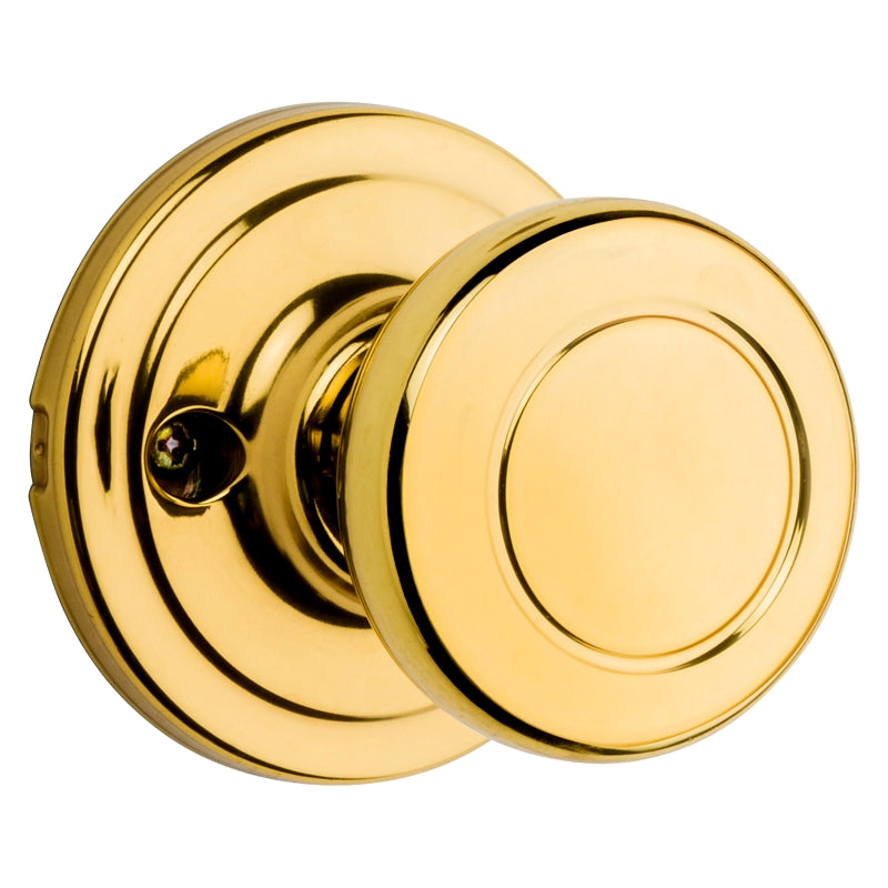 Kwikset Signature Series 720CN 3 CP Passage Door Lockset, Knob Handle, Polished Brass, 1-3/8 to 1-3/4 in Thick Door