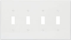 Eaton Wiring Devices PJ4W Wallplate, 4-7/8 in L, 8.56 in W, 4 -Gang, Polycarbonate, White, High-Gloss