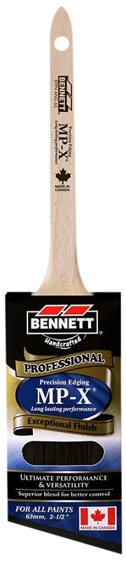 BENNETT RTPN ANG 63 Paint Brush, 2-1/2 in W, Nylon/Polyester Bristle, Angular Tapered Handle