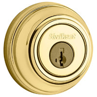 Kwikset 99850-071 Deadbolt, Traditional, 1 Grade, Metal, Polished Brass, 2-3/8, 2-3/4 in Backset, KW1, K4 Keyway