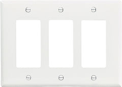 WALL PLATE 3 GANG DECR MID WHT