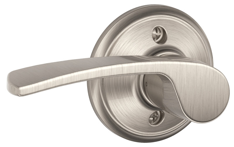 Schlage F Series FA170MER619LH Dummy Lever, Mechanical Lock, Satin Nickel, Lever Handle, Metal, Residential