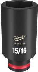 Milwaukee SHOCKWAVE Impact Duty Series 49-66-6128 Deep Impact Socket, 15/16 in Socket, 3/8 in Drive, Square Drive