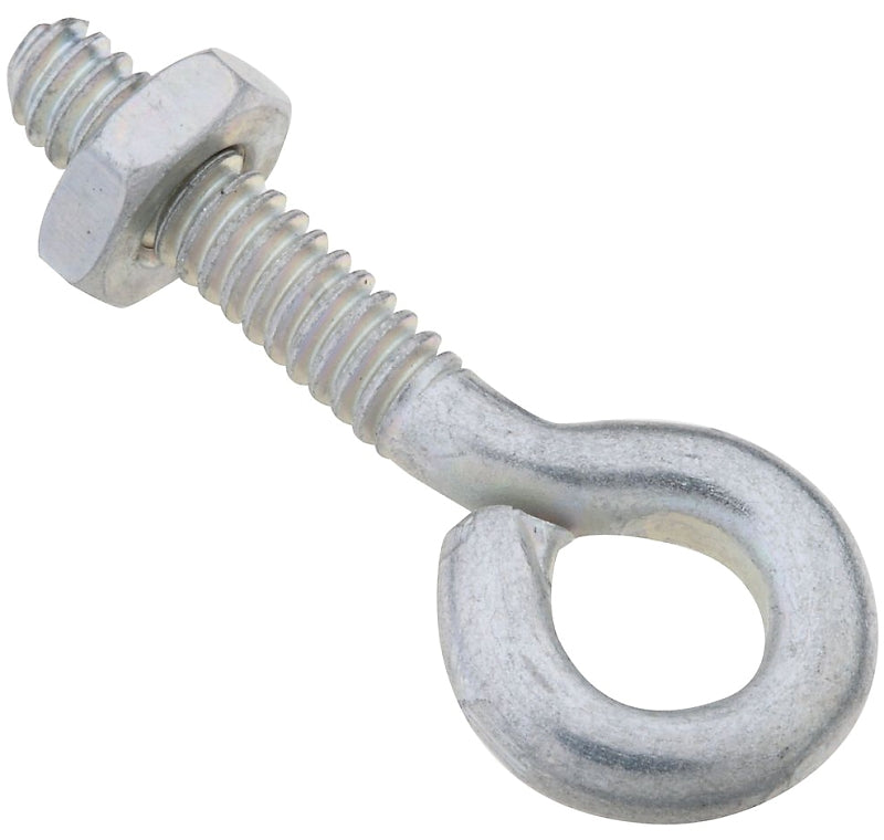 National Hardware N221-051 Eye Bolt, #10-24 Thread, 3/4 in L Thread, 0.28 in ID Dia Eye, 0.91 in L Shank, Steel, Zinc