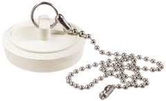Plumb Pak PP820-7 Drain Stopper with Chain, Rubber, White, For: 1 to 1-3/4 in Sink