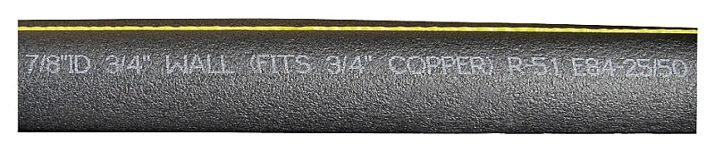 Quick R 70781T Pipe Insulation, 6 ft L, Polyolefin, Charcoal, 3/4 in Pipe