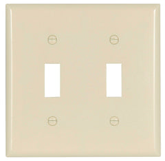 Eaton Wiring Devices 2139LA-BOX Wallplate, 4-1/2 in L, 4-9/16 in W, 2 -Gang, Thermoset, Light Almond, High-Gloss