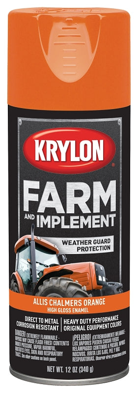 Krylon K01940000 Farm Equipment Spray, High-Gloss, Allis Chalmers Orange, 12 oz