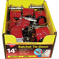 Keeper 89517-10 Tie-Down, 2 in W, 14 ft L, Gray, 500 lb, S-Hook End Fitting
