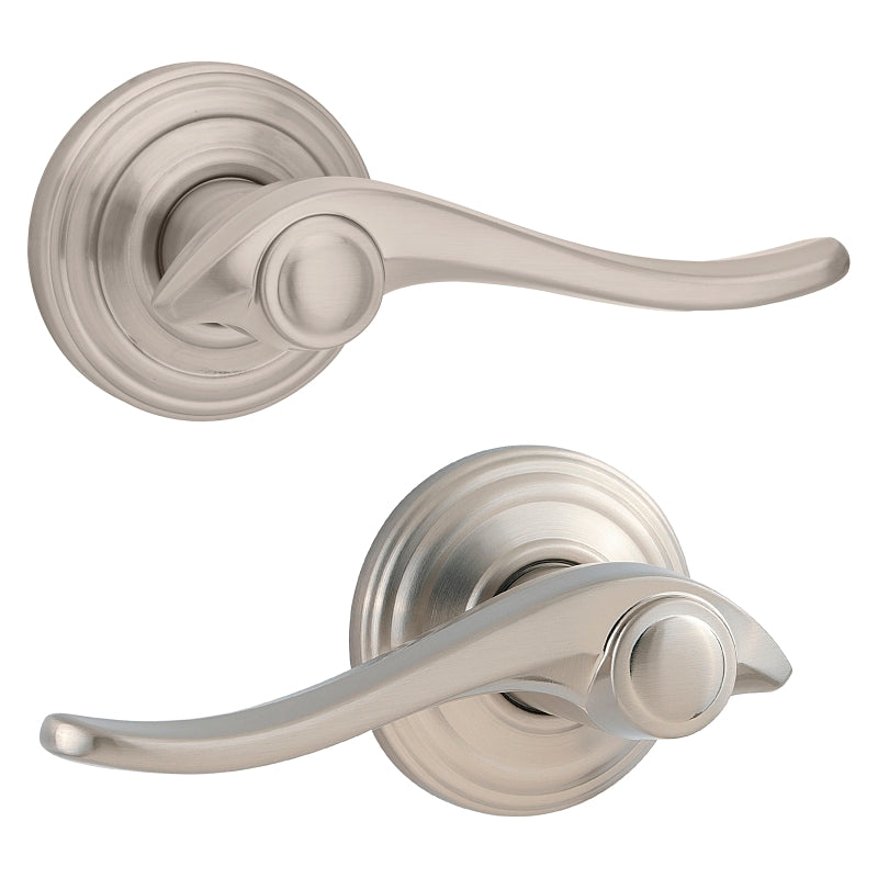 Kwikset Signature Series 720AVL 15 Passage Door Lever, Non-Locking Lock, Satin Nickel, Knob Handle, Zinc, Residential