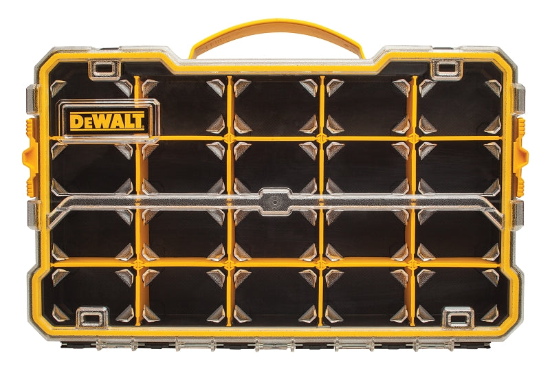DeWALT DWST14830 Pro Organizer, 17-5/8 in L, 11 in W, 2-7/8 in H, 20-Compartment, Polycarbonate, Black/Yellow