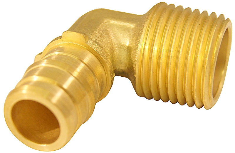 Apollo Valves EPXME1212 Pipe Elbow, 1/2 in, Barb x MNPT, 90 deg Angle, Brass, 200 psi Pressure