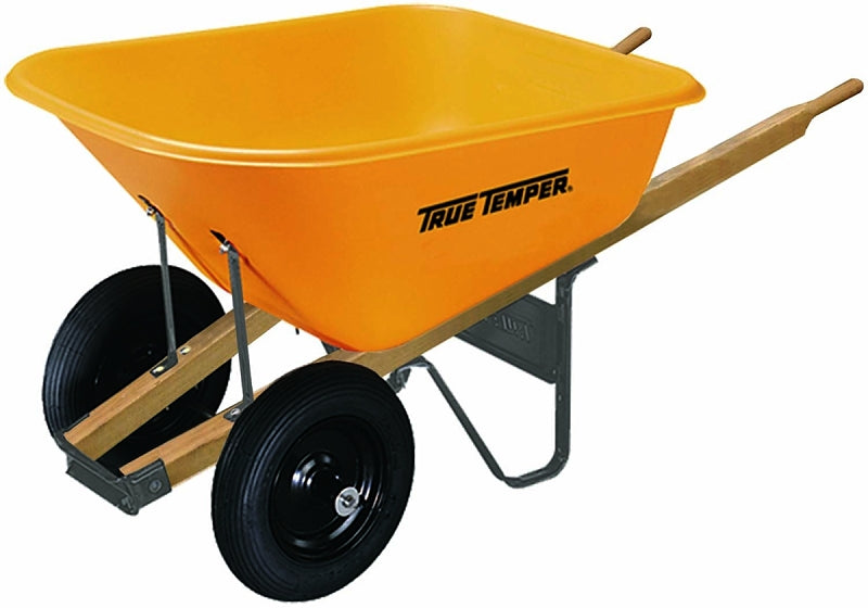 True Temper RP810 Wheelbarrow with Dual Wheels, 8 cu-ft Volume, Poly, 2-Wheel