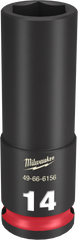 Milwaukee SHOCKWAVE Impact Duty Series 49-66-6156 Deep Impact Socket, 14 mm Socket, 3/8 in Drive, Square Drive, 6-Point