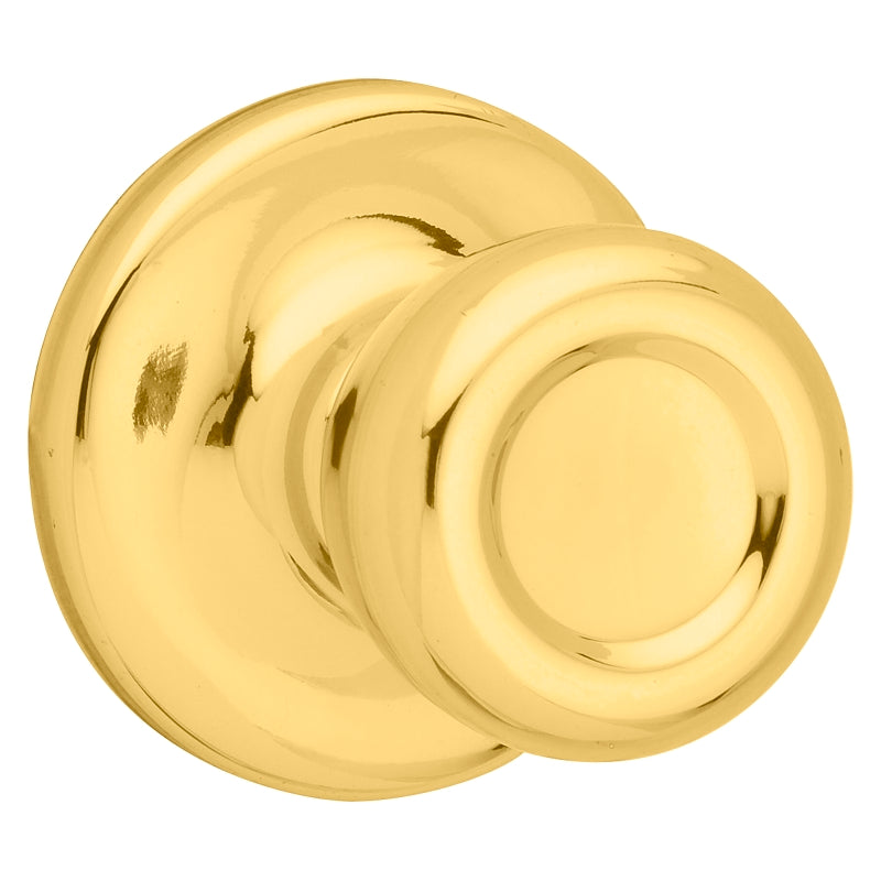Kwikset 200M 3CP7/8RFLRCS Passage Door Lockset, Knob Handle, Polished Brass, 1-3/8 to 1-3/4 in Thick Door