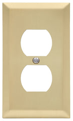Amerelle 163DSB Receptacle Wallplate, 5 in L, 2-7/8 in W, 1 -Gang, Steel, Satin Brass, Screw Mounting