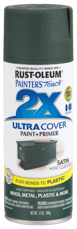 2X Ultra Cover 249074 Spray Paint, Satin, Hunt Club Green, 12 oz, Can
