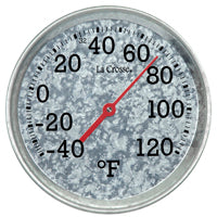 La Crosse 104-2822 Thermometer, 8 in Dia x 1.85 in D Display, -40 to 120 deg F