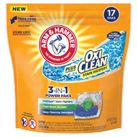 Arm & Hammer Plus OxiClean 00250 5-in-1 Laundry Detergent Power Pak, 14 CT Pack, Liquid, Fresh