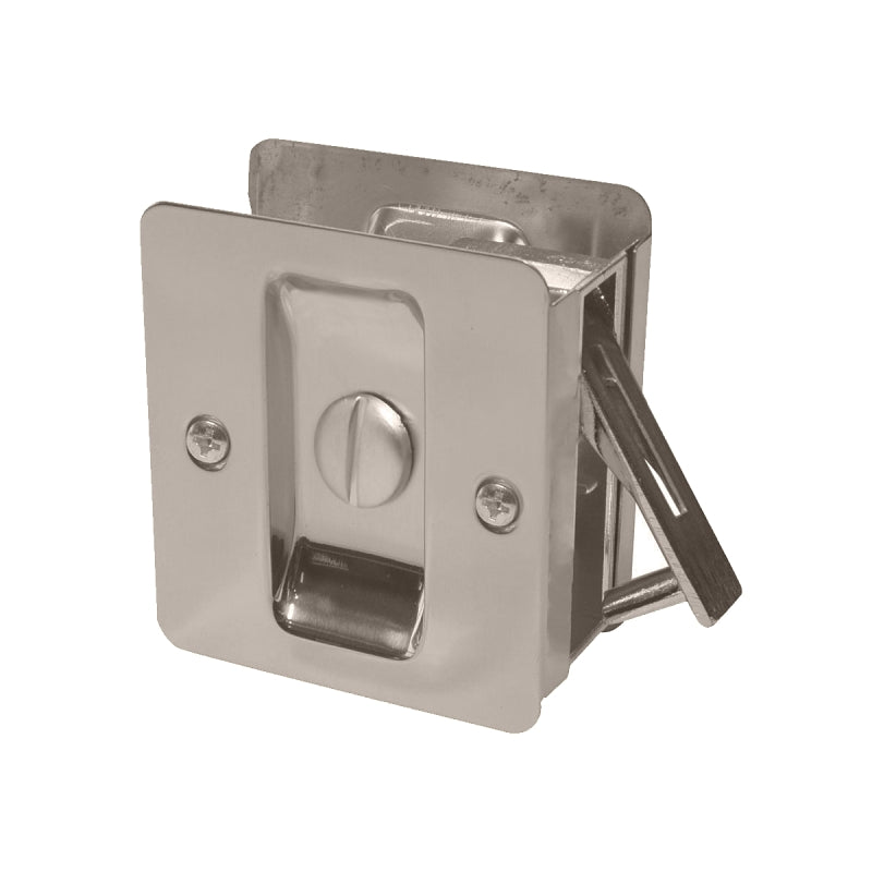 Weiser Square Pocket Door Lock Series 9W10310-010 Pocket Door Lock, Universal Hand, Satin Nickel, 2-3/8 in Backset