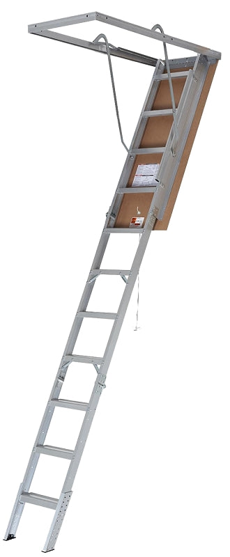 Louisville Ladder AH2211 Series Elite Aluminum Attic Ladder, 7.75 ft to 10.25 ft, Type: 1AA, 375 lb Load Capacity, Opening Size: 22.5 x 54 in