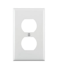 Leviton 80703-W Receptacle Wallplate, 4-1/2 in L, 2-3/4 in W, 1 -Gang, Nylon, White, Smooth, Flush Mounting