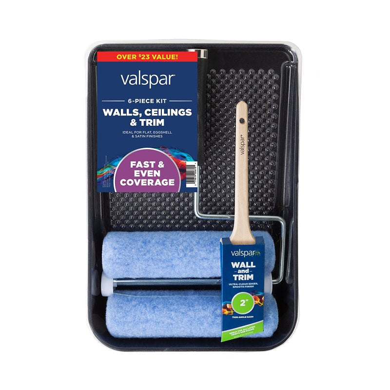 Valspar Wall, Ceilings and Trim 889905960 Paint Roller Kit, Smooth, Wall and Ceilings Surface, Polyester, 6 -Piece