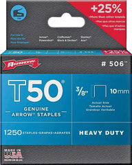 Arrow T50 Series 50624 Staple, 3/8 in W Crown, 3/8 in L Leg