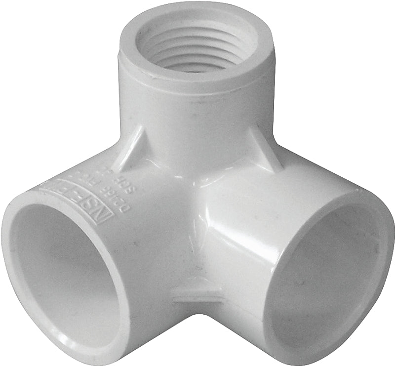 Lasco 414005BC Side Outlet Pipe Elbow, 1/2 in, Slip x FPT, 90 deg Angle, PVC, White, SCH 40 Schedule, 360 psi Pressure