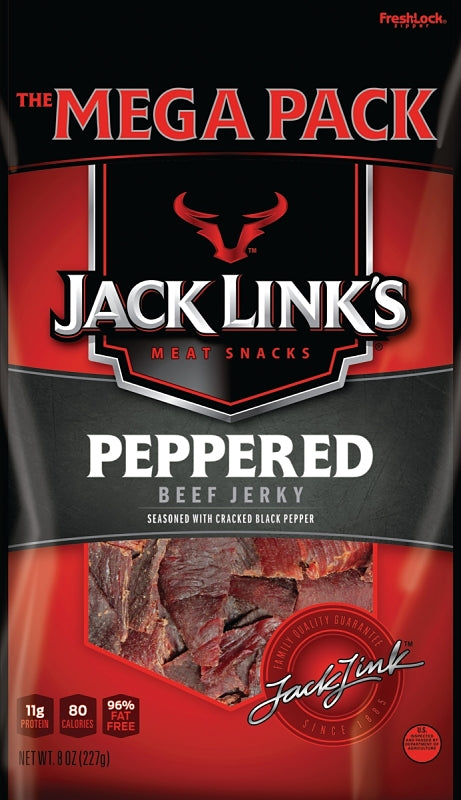 Jack Link's 10000008210 Beef Jerky, Peppered Flavor, 8 oz Mega