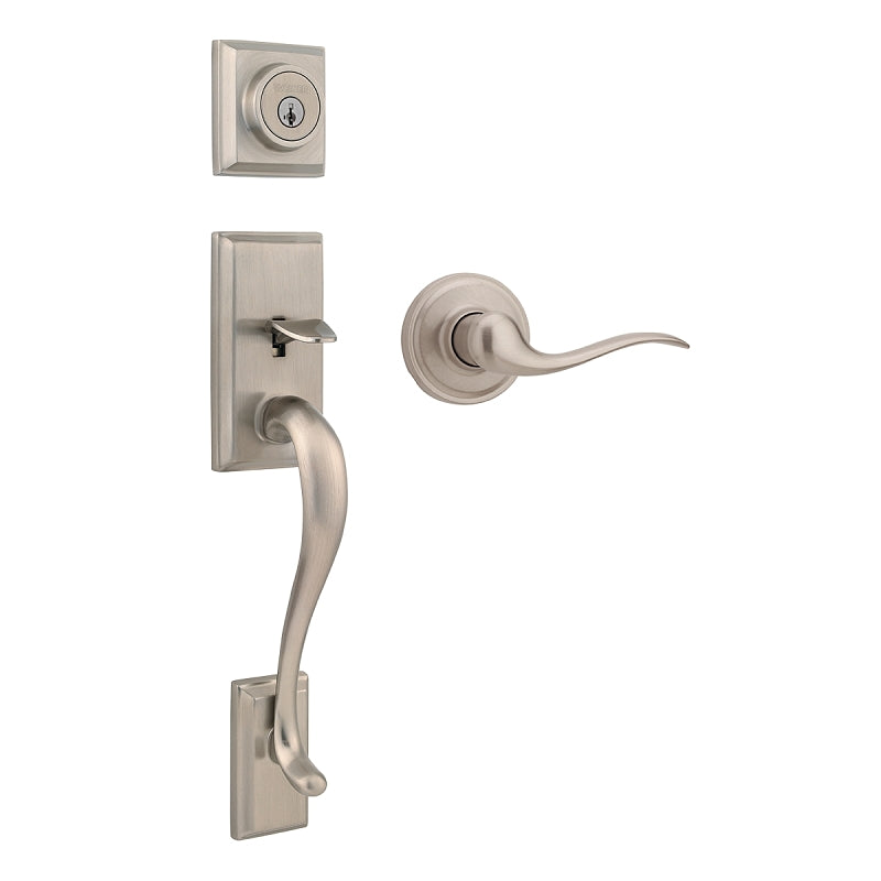 Weiser Hawthorne x Toluca Series GLA9471 HE/TC 15 Single-Lock Handleset, 2 Grade, Satin Nickel, 2-3/8, 2-3/4 in Backset
