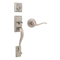 Weiser Hawthorne x Toluca Series GLA9471 HE/TC 15 Single-Lock Handleset, 2 Grade, Satin Nickel, 2-3/8, 2-3/4 in Backset