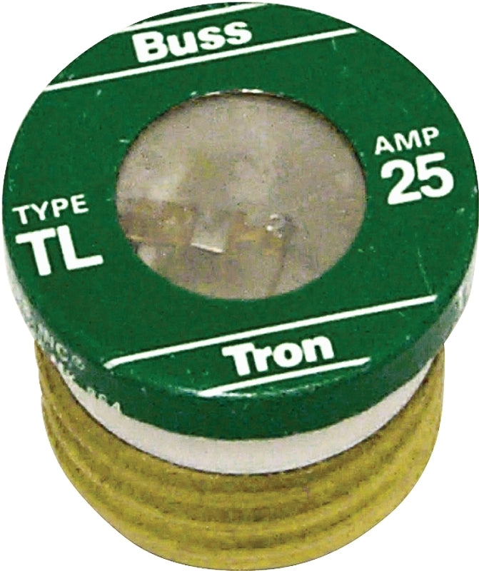 Bussmann TL-25 Plug Fuse, 25 A, 125 V, 10 kA Interrupt, Plastic Body, Low Voltage, Time Delay Fuse
