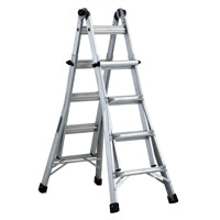 Louisville L-2098-17 Multi-Purpose Ladder, 9 to 15 ft Max Reach H, 16-Step, Type IA Duty Rating, 1.1 in D Step, Silver