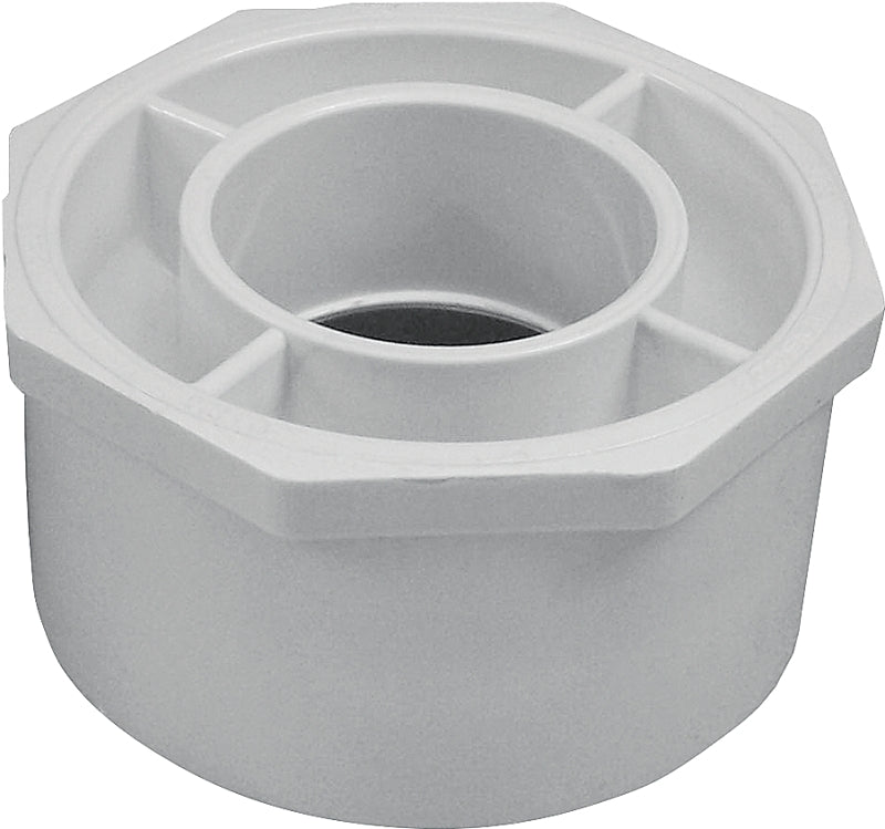 Lasco 437420BC Reducing Bushing, 4 x 2 in, Spigot x Slip, PVC, SCH 40 Schedule