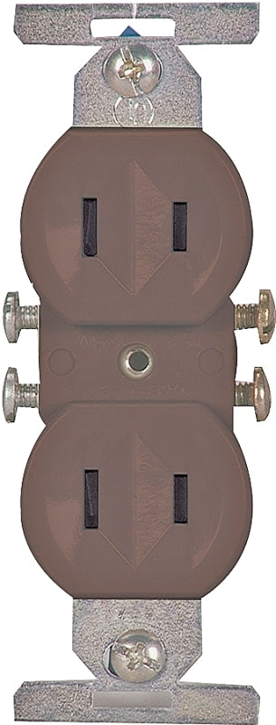 Eaton Wiring Devices 736B-BOX Duplex Receptacle, 2 -Pole, 15 A, 125 V, Side Wiring, NEMA: 1-15R, Brown