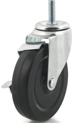 Dh Casters C-LM5T3RSB Swivel Caster with Brake, 5 in Dia Wheel, 1-1/4 in W Wheel, Rubber Wheel, 300 lb