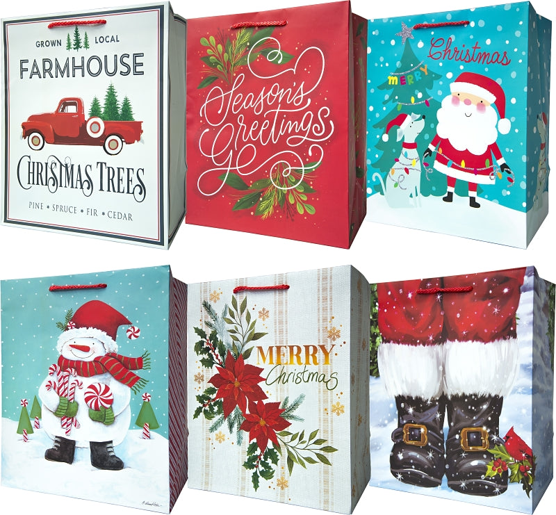 Santas Forest 69806 X-Large Vertical Gift Bag, 12-1/4 in W, 15 in H, Paper, Festive