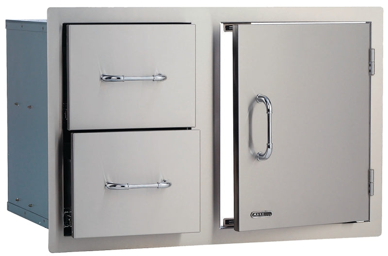 Bull 25876 Grill Cabinetry, 33 in L, 20-1/2 in W, 22 in H, 2-Drawer, Stainless Steel, Metallic