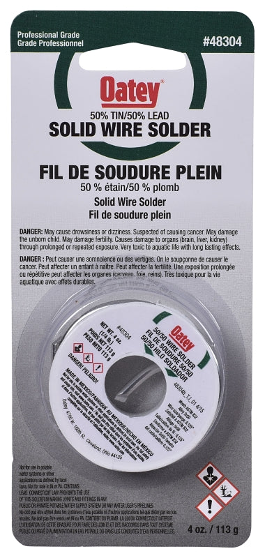 Oatey 48304 Wire Solder, 113 g Carded, Solid, Silver Gray, 182.22 to 237.78 deg C Melting Point
