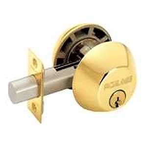 Schlage B62N505 Entry Deadbolt, Grade 1 Grade, SC1 Key, Metal, Bright Brass, 2-3/8, 2-3/4 in Backset, C Keyway
