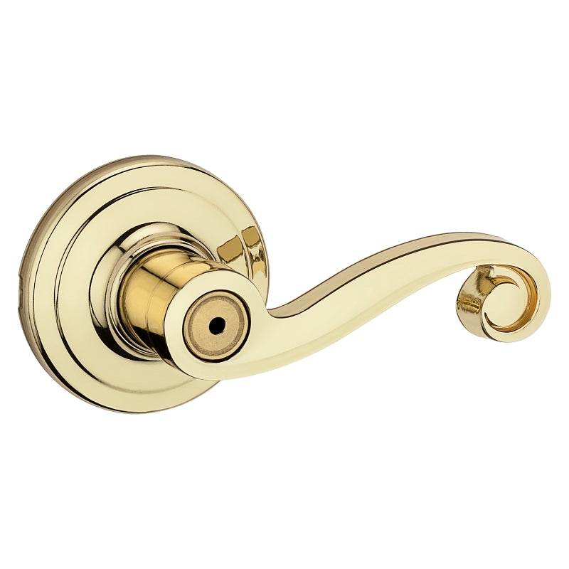 Kwikset Signature Series 730LL3CP Privacy Door Lever, Thumbturn Lock, Polished Brass, Zinc, Residential, Reversible Hand
