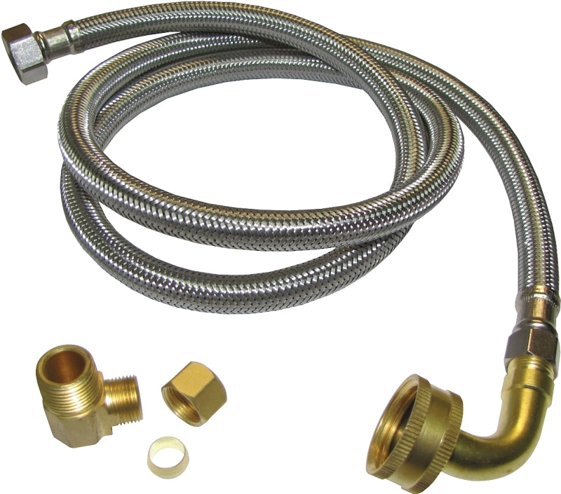 Plumb Pak PP23835 Dishwasher Connector, 3/8 in, Compression x MIP, Stainless Steel