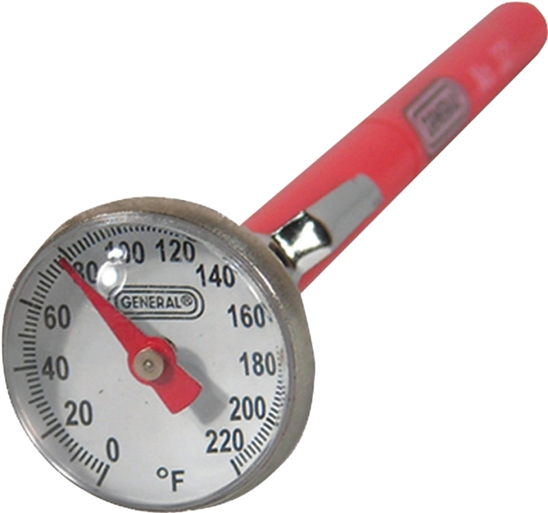 General 321 Stem Thermometer, 0 to 220 deg F, Analog Display