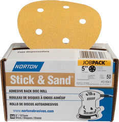 Norton Stick & Sand Series 07660701647 Sanding Disc, 5 in Dia, Coated, 220 Grit, Very Fine, Aluminum Oxide Abrasive