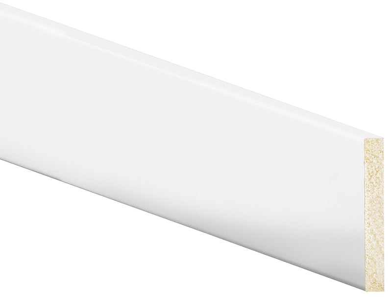 Inteplast Group 50400800032 Modern Baseboard Moulding, 8 ft L, 4 in W, 1/2 in Thick, Polystyrene, Crystal White