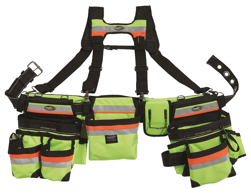 Bucket Boss 55185-HVOY Framer's Rig, 52 in Waist, Poly Fabric, Black/Yellow, 29-Pocket