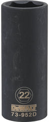 DeWALT DWMT73952OSP Impact Socket, 22 mm Socket, 1/2 in Drive, 6-Point, CR-440 Steel, Black Oxide