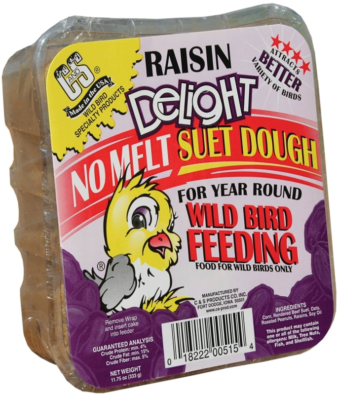C&S No Melt Suet Dough Delights CS12515 Bird Suet, Raisin Flavor, 11.75 oz
