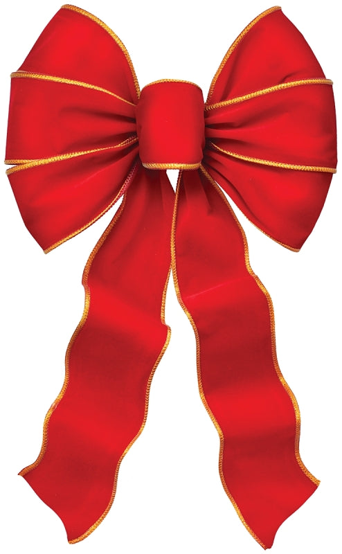 Holidaytrims 6910 Deluxe Bow, Red/Gold Braid Edge